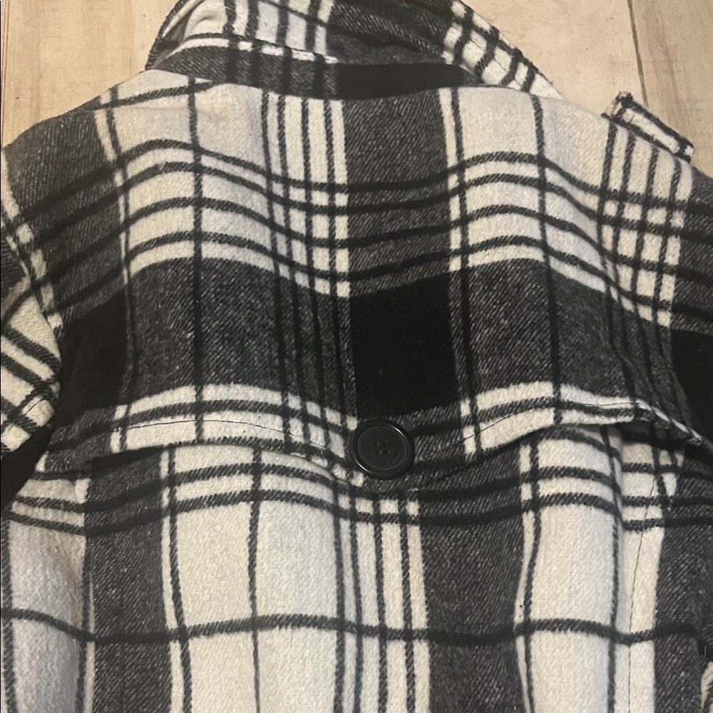 Jou Jou Black and White Plaid Trench Coat - Picture 11 of 11